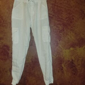 Nicole Miller White Linen Cargo Pants